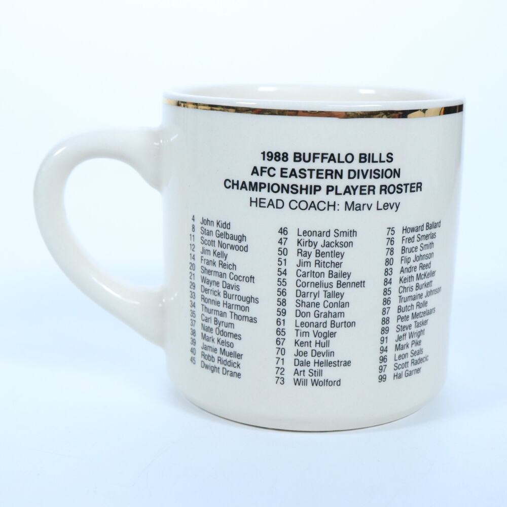 Vintage 1988 Buffalo Bills AFC Championship Player Mug Coffee Mug Gold Rimmed - Picture 3 of 6
